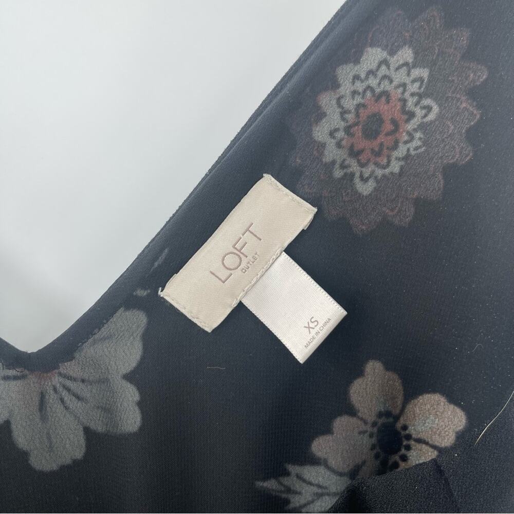 ANN TAYLOR LOFT Outlet Jumpsuit Size Extra Small Black Bloom Floral Office Work - Picture 4 of 12